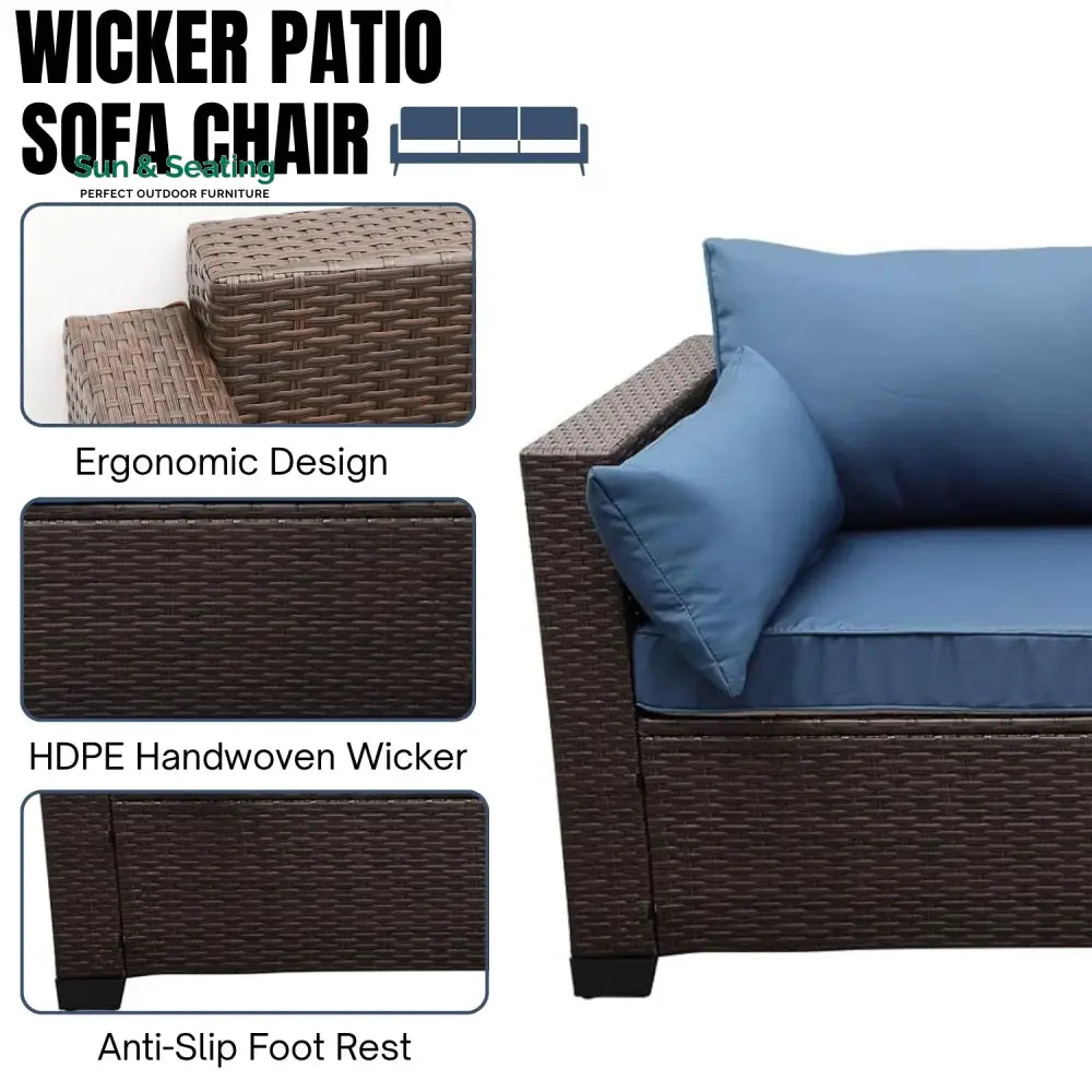 Shui 3-Seater Outdoor Rattan Wicker Patio Sofa Sofa Set