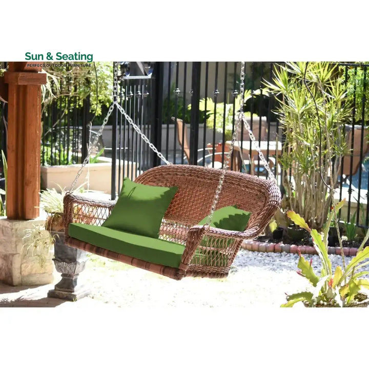 Siân Double Seater Hanging Swing Without Stand For Balcony Garden Swing (Honey) Honey Green Swings