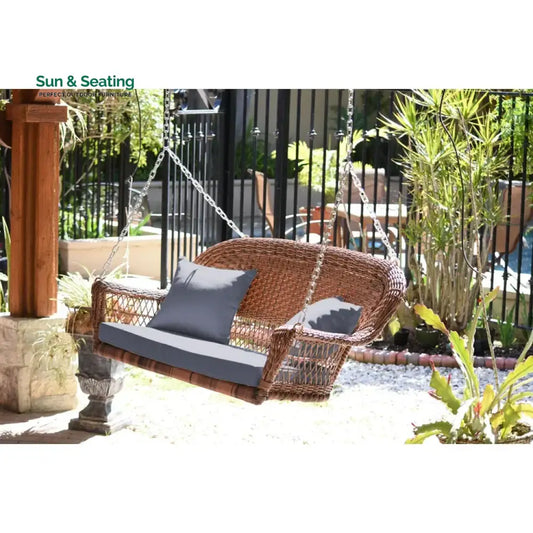 Siân Double Seater Hanging Swing Without Stand For Balcony Garden Swing (Honey) Honey Grey Swings
