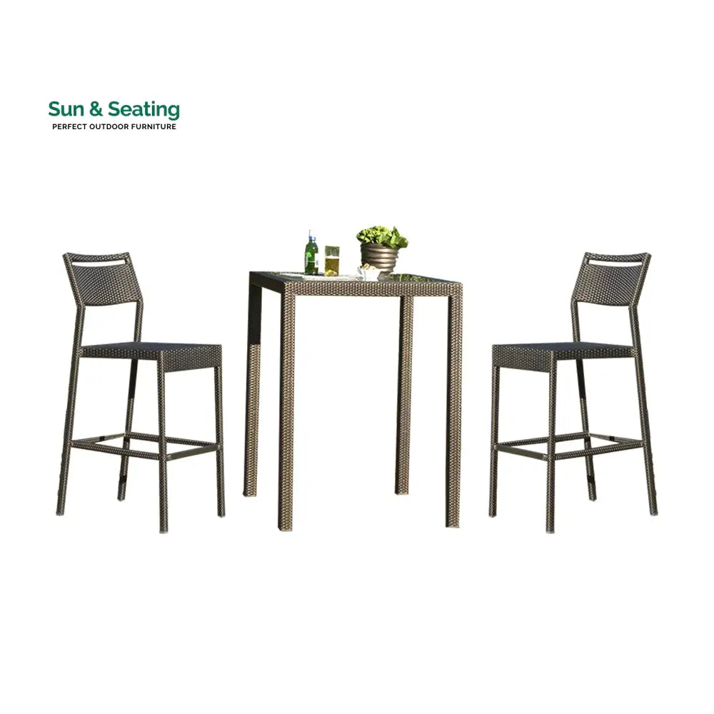 Sibylle Outdoor Patio Bar Sets 2 Chairs and 1 Table (Grey) Bar Sets