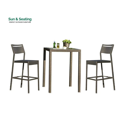 Sibylle Outdoor Patio Bar Sets 2 Chairs and 1 Table (Grey) Bar Sets