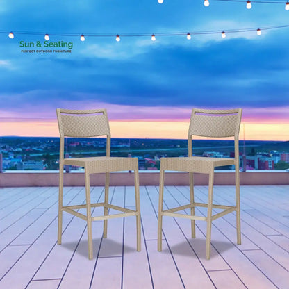 Sibylle Outdoor Patio Bar Sets 2 Chairs and 1 Table (Grey) Bar Sets