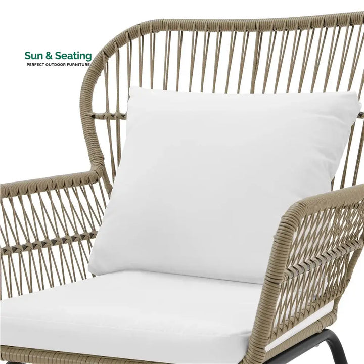 Sigma Outdoor Patio Seating Set 2 Chairs and 1 Table Set (Cream) Coffee Table Sets