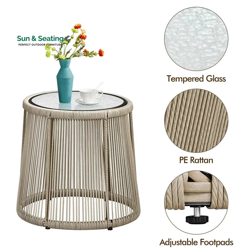 Sigma Outdoor Patio Seating Set 2 Chairs and 1 Table Set (Cream) Coffee Table Sets