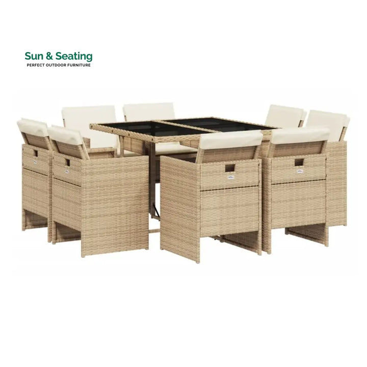 Sigrid Outdoor Rattan Wicker Dinning Set 9-Piece Dining Set
