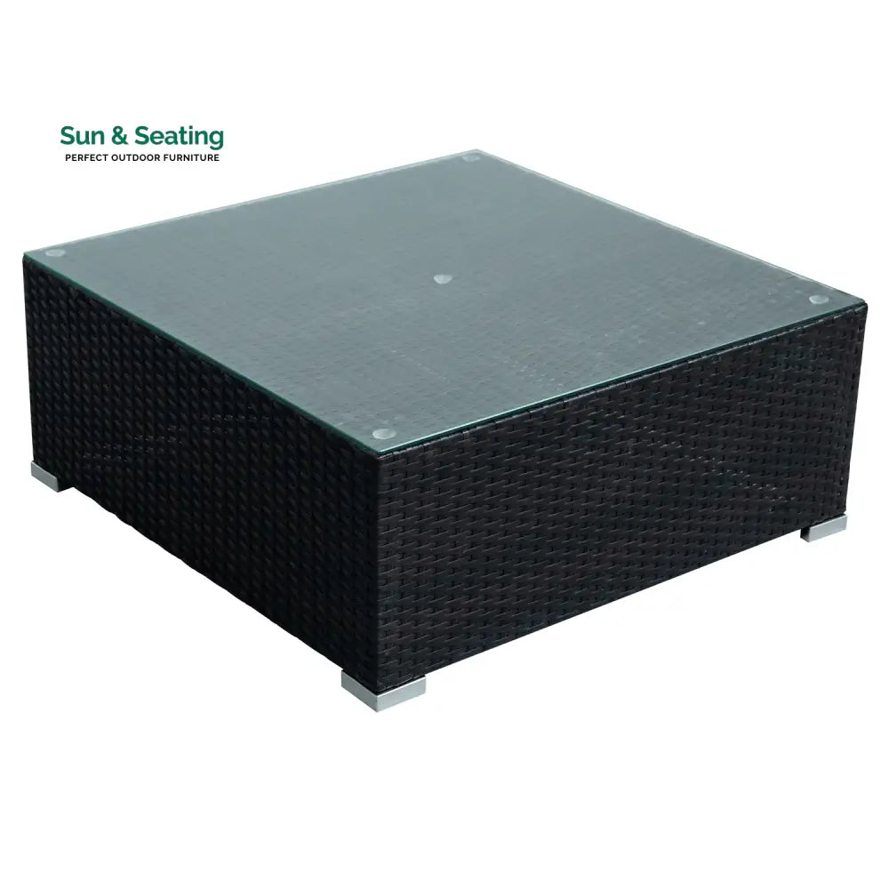 Silas Outdoor Garden Balcony Sofa Set 5 Seater Single seater With 1 Ottoman and 1 Center Table Set (Black + White) Sofa