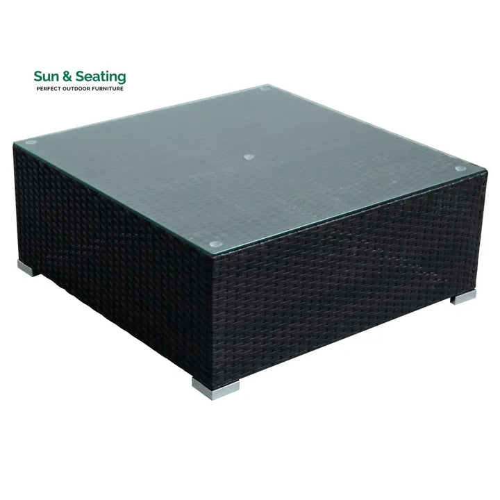 Silas Outdoor Garden Balcony Sofa Set 5 Seater Single seater With 1 Ottoman and 1 Center Table Set (Black + White) Sofa