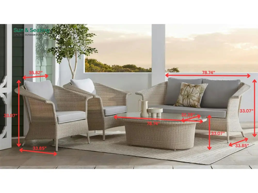 Sileo Outdoor Sofa Set 2 Seater 2 Single seater and 1 Center Table Set (Beige) Sofa Sets