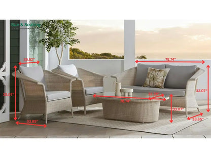Sileo Outdoor Sofa Set 2 Seater 2 Single seater and 1 Center Table Set (Beige) Sofa Sets