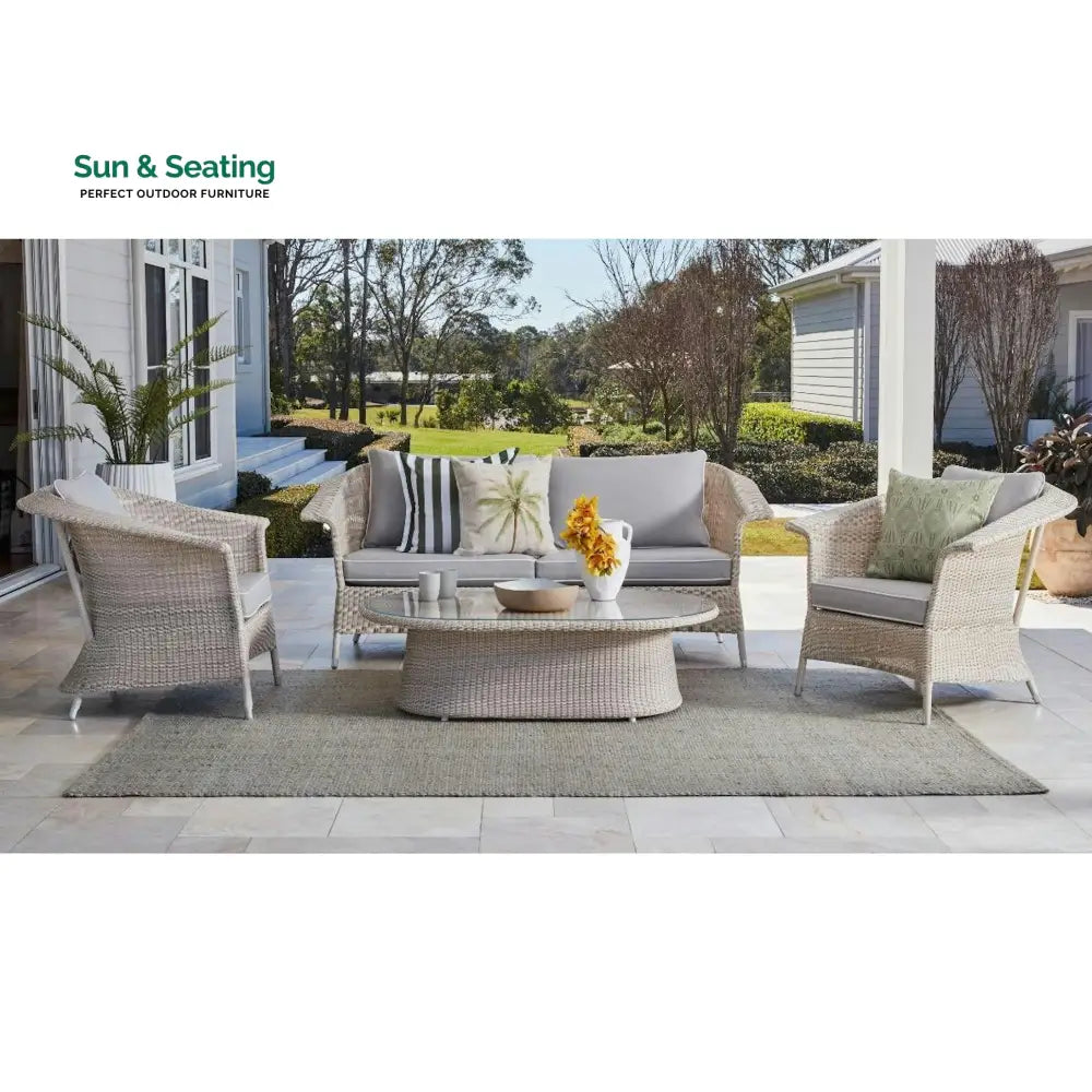 Sileo Outdoor Sofa Set 2 Seater 2 Single seater and 1 Center Table Set (Beige) Sofa Sets