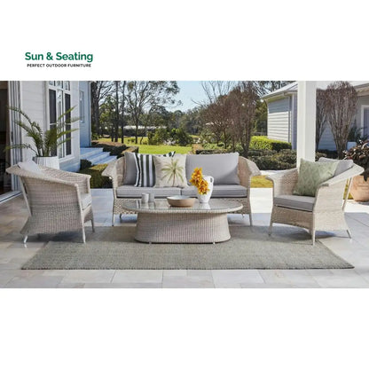 Sileo Outdoor Sofa Set 2 Seater 2 Single seater and 1 Center Table Set (Beige) Sofa Sets