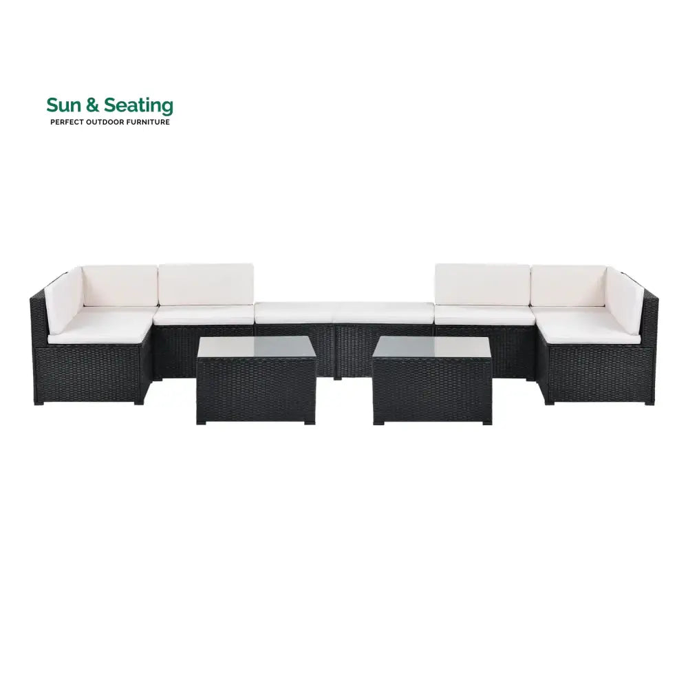 Silvia 8 Pieces Sectional Wicker Furniture Set Sofa Set