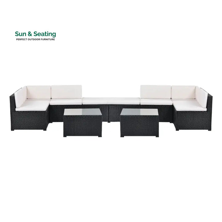Silvia 8 Pieces Sectional Wicker Furniture Set Sofa Set