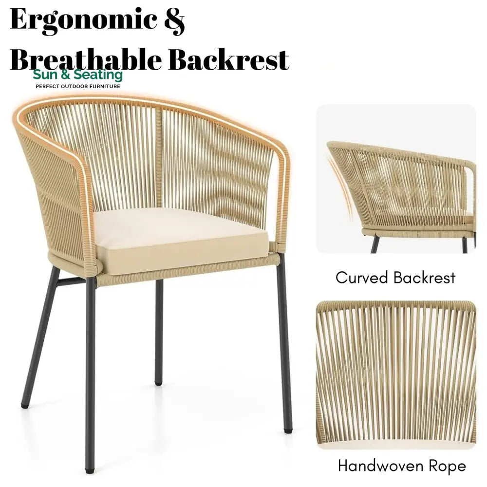 Simran 2-Piece Outdoor Rope Patio Dining Chairs Dinning Chairs