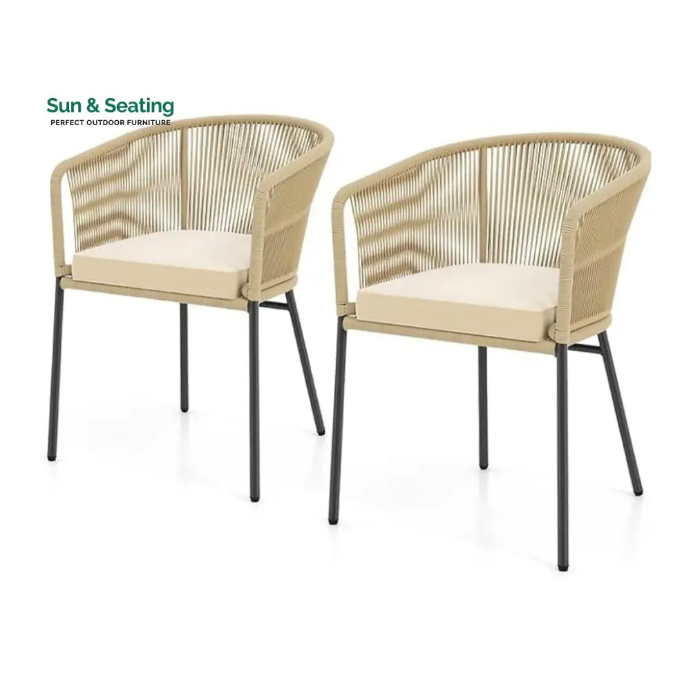 Simran 2-Piece Outdoor Rope Patio Dining Chairs Dinning Chairs