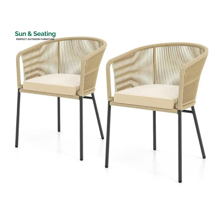 Simran 2-Piece Outdoor Rope Patio Dining Chairs Dinning Chairs