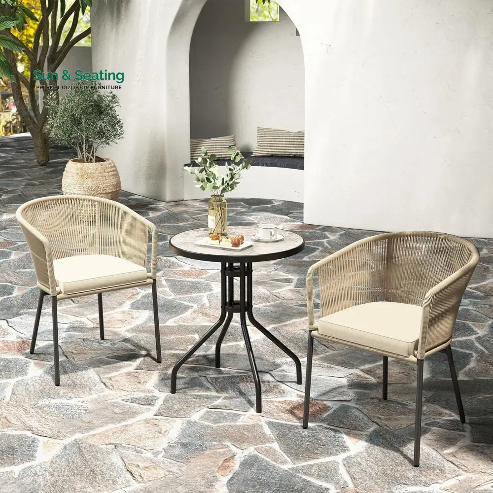 Simran 2-Piece Outdoor Rope Patio Dining Chairs Dinning Chairs