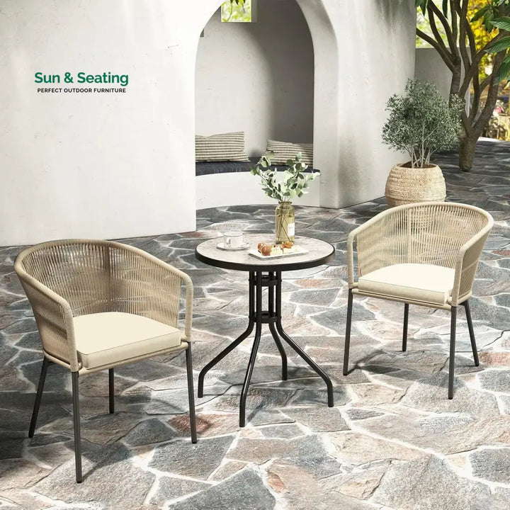 Simran 2-Piece Outdoor Rope Patio Dining Chairs Dinning Chairs