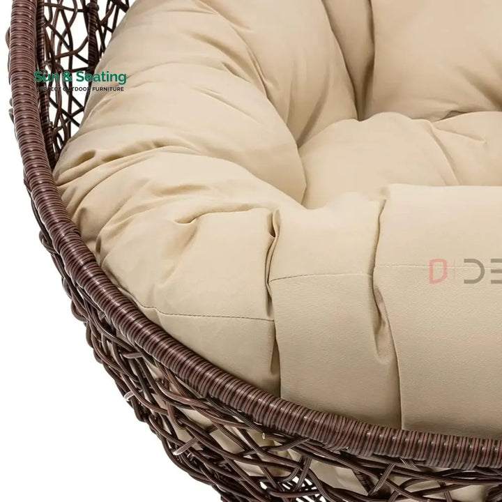 Single Seater Rattan &amp; Wicker Swing (Brown &amp; Cream) Swing