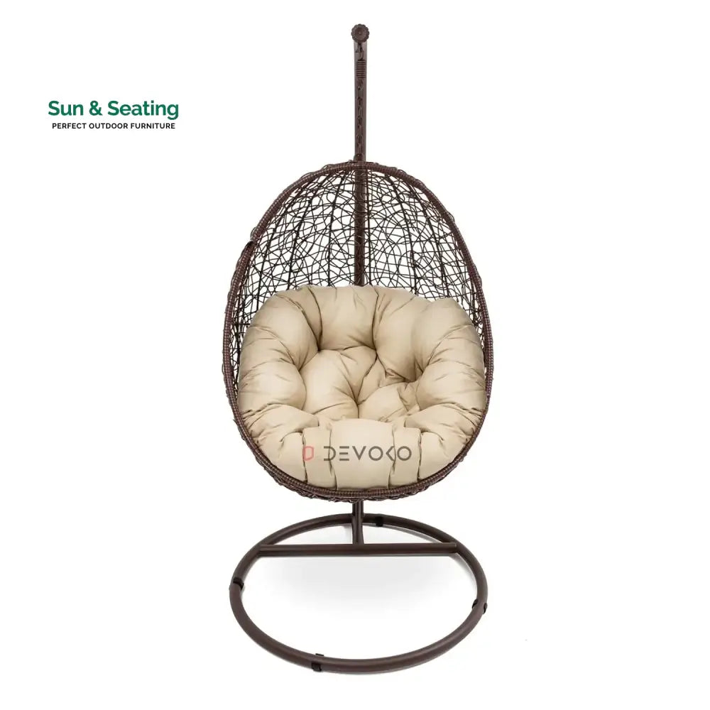 Single Seater Rattan &amp; Wicker Swing (Brown &amp; Cream) Swing