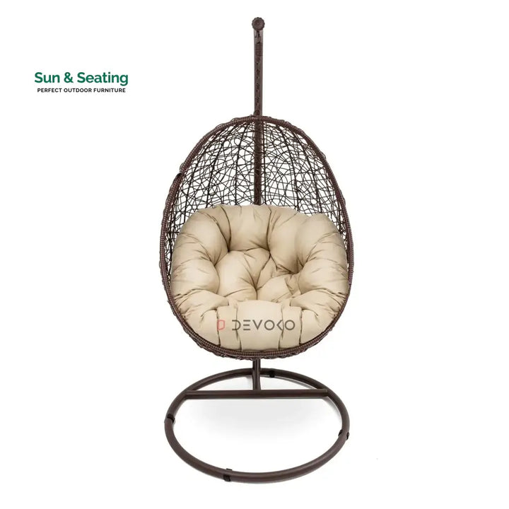 Single Seater Rattan &amp; Wicker Swing (Brown &amp; Cream) Swing