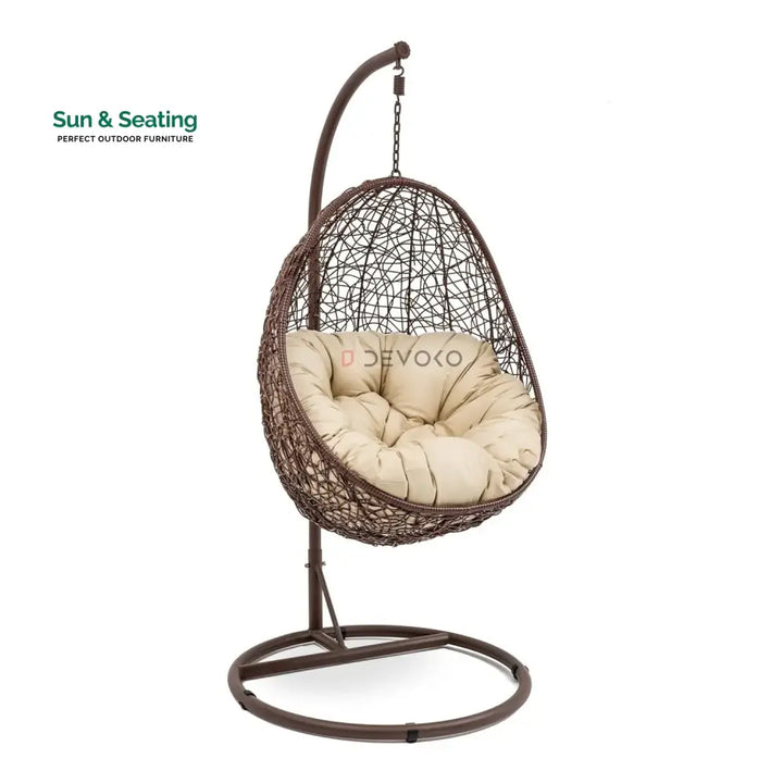 Single Seater Rattan &amp; Wicker Swing (Brown &amp; Cream) Swing