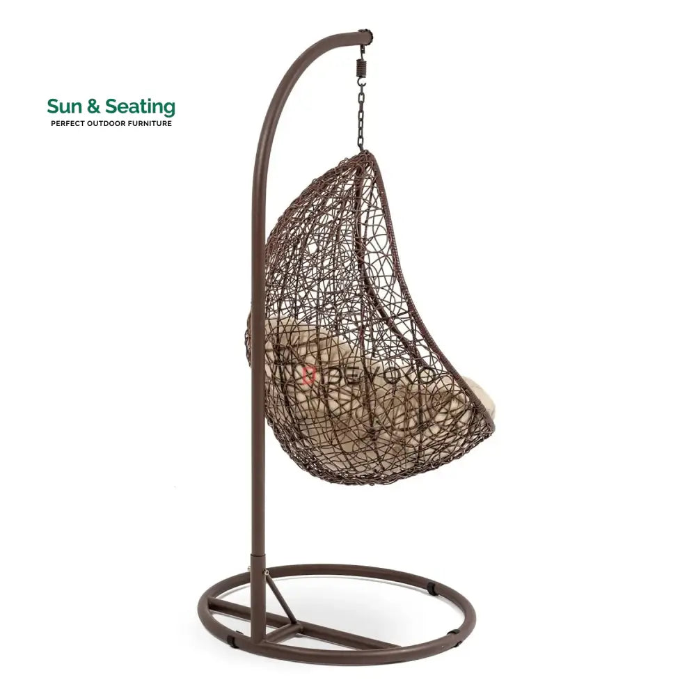 Single Seater Rattan &amp; Wicker Swing (Brown &amp; Cream) Swing