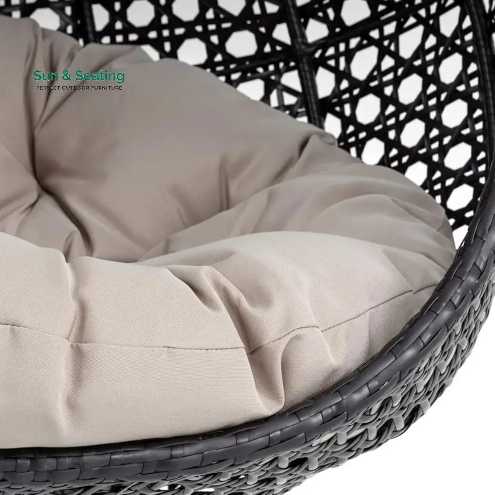 Single Seater Rattan &amp; Wicker Swing (Dark Brown and Cream) Swing