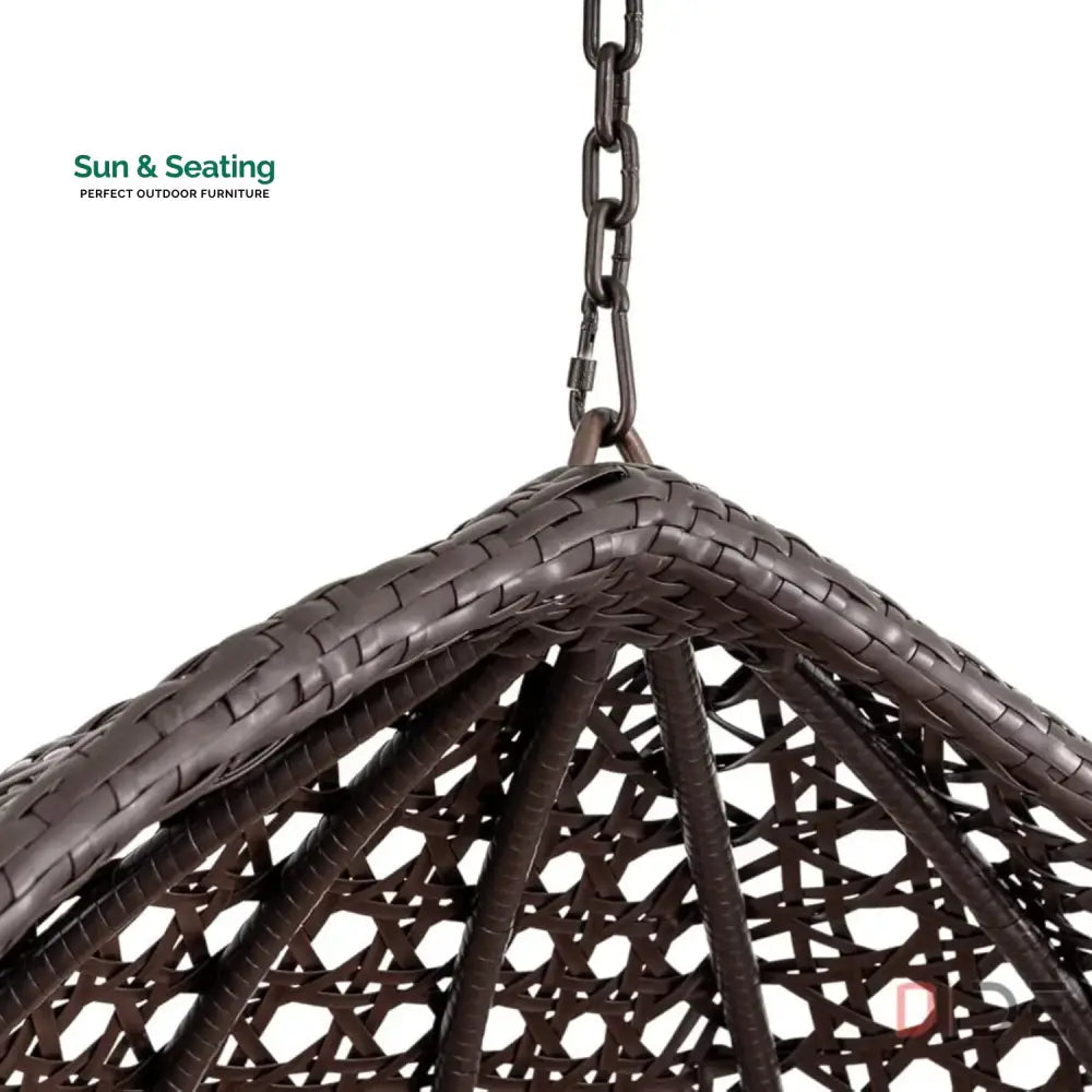 Single Seater Rattan &amp; Wicker Swing (Dark Brown and Cream) Swing