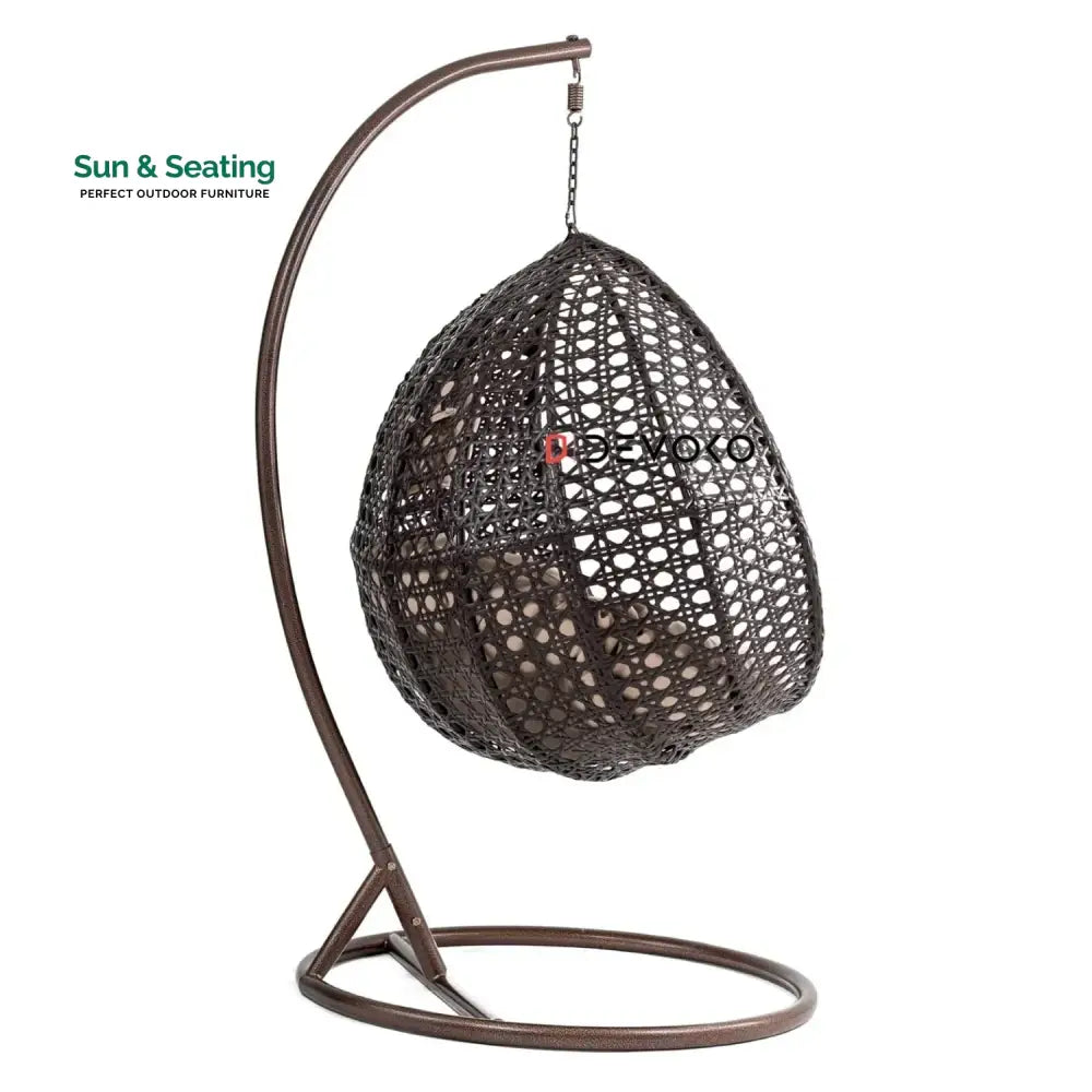 Single Seater Rattan &amp; Wicker Swing (Dark Brown and Cream) Swing