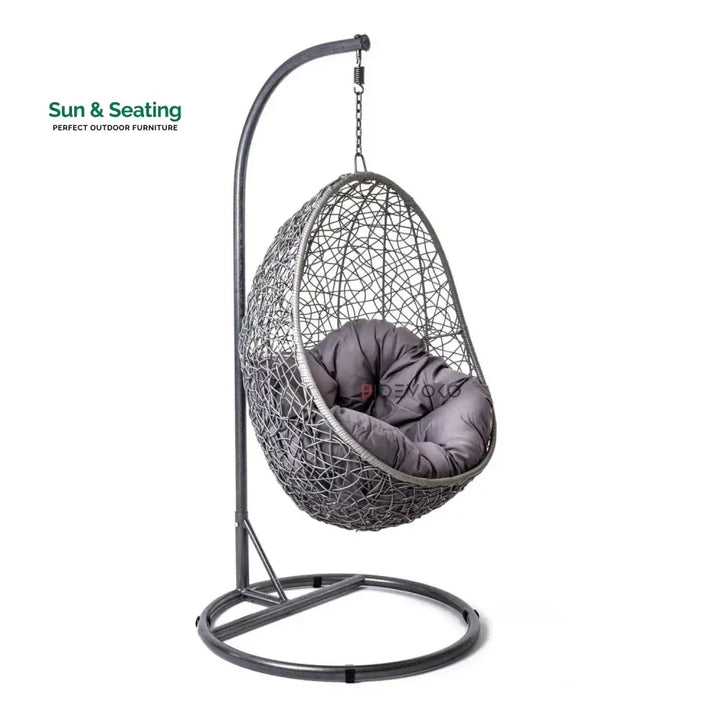 Single Seater Rattan &amp; Wicker Swing (Grey) Swing