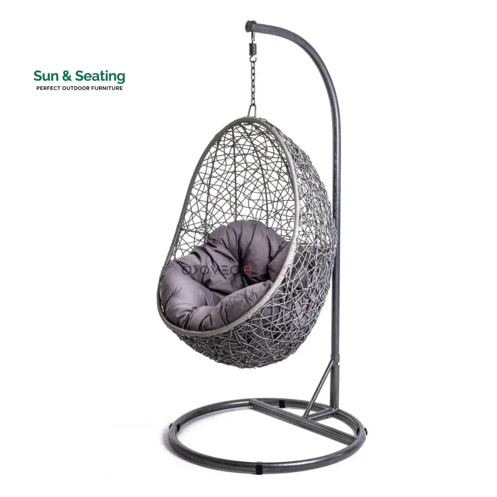 Single Seater Rattan &amp; Wicker Swing (Grey) Swing