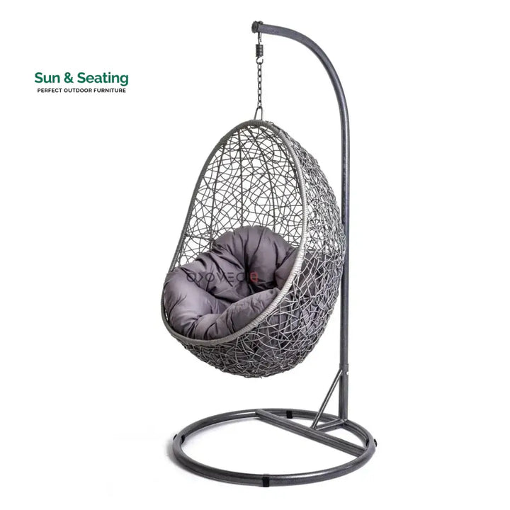 Single Seater Rattan &amp; Wicker Swing (Grey) Swing