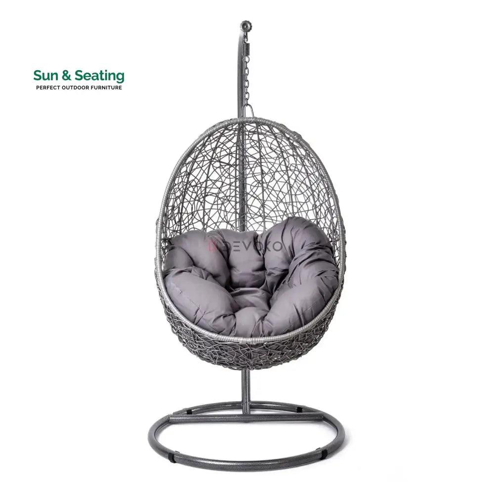 Single Seater Rattan &amp; Wicker Swing (Grey) Swing