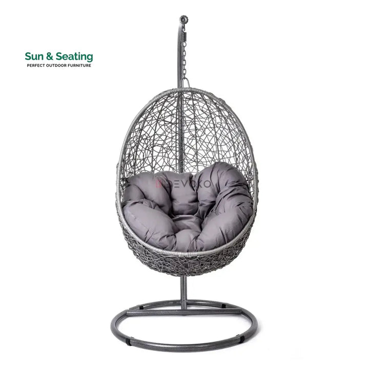 Single Seater Rattan &amp; Wicker Swing (Grey) Swing