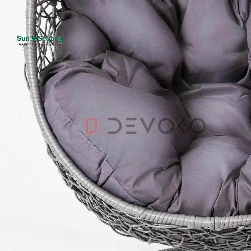 Single Seater Rattan &amp; Wicker Swing (Grey) Swing