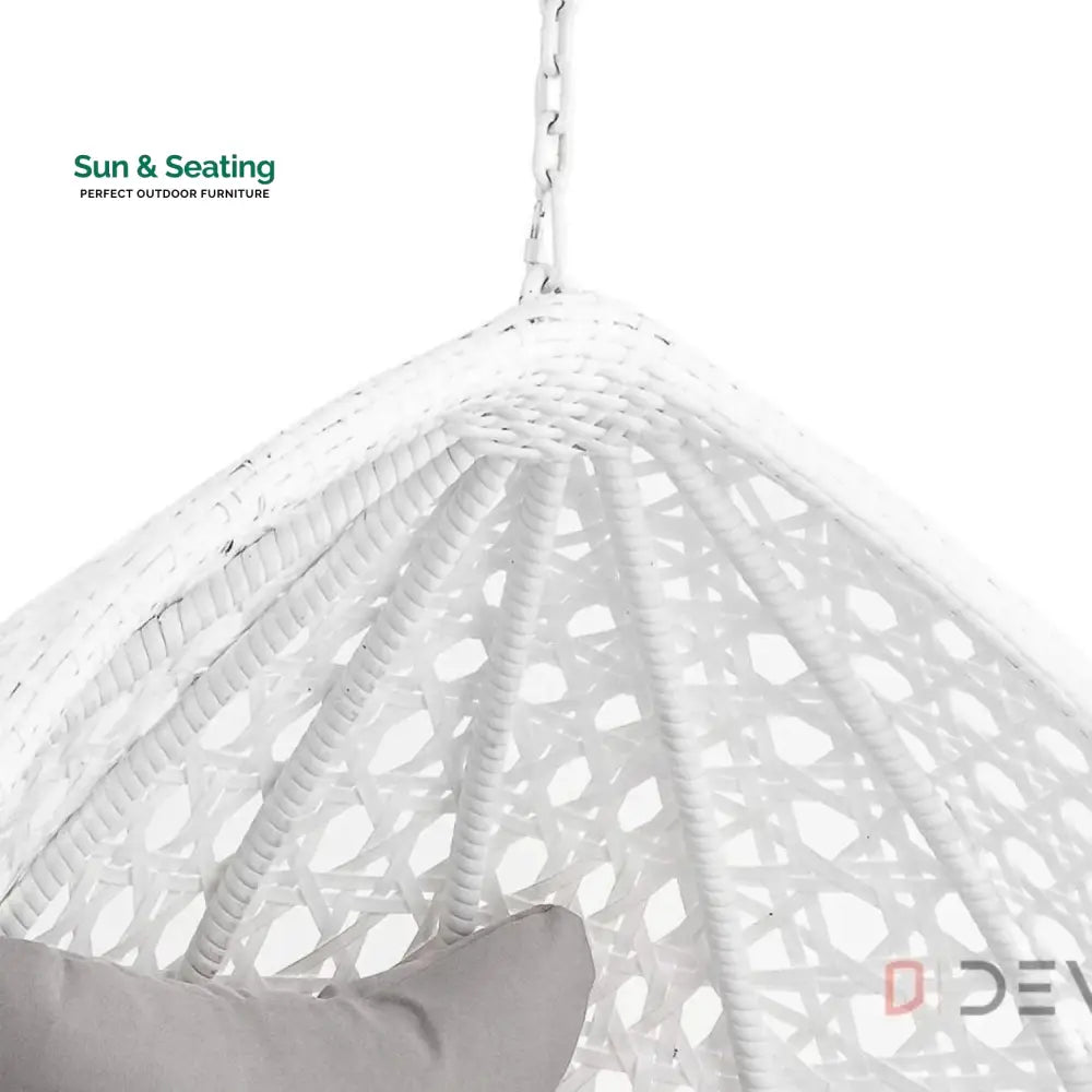 Single Seater Rattan &amp; Wicker Swing (White &amp; Grey) Swing