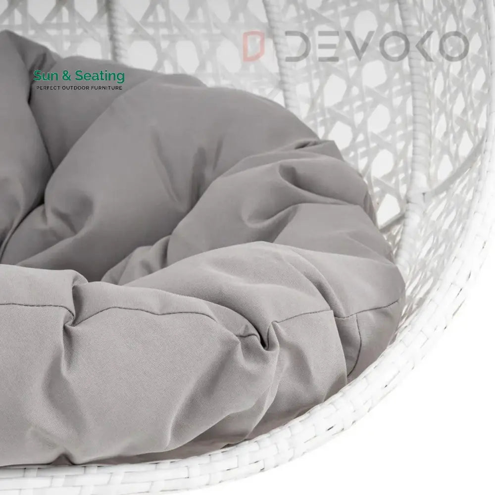 Single Seater Rattan &amp; Wicker Swing (White &amp; Grey) Swing