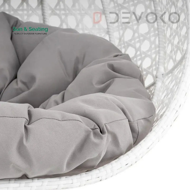 Single Seater Rattan &amp; Wicker Swing (White &amp; Grey) Swing
