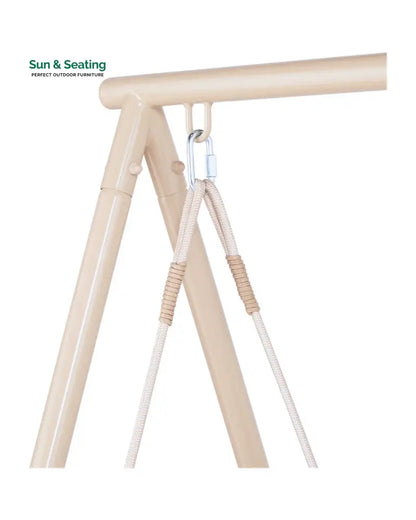 Sirena Double Seater Hanging Swing With Stand For Balcony Garden Swing (White +Tan) Swings