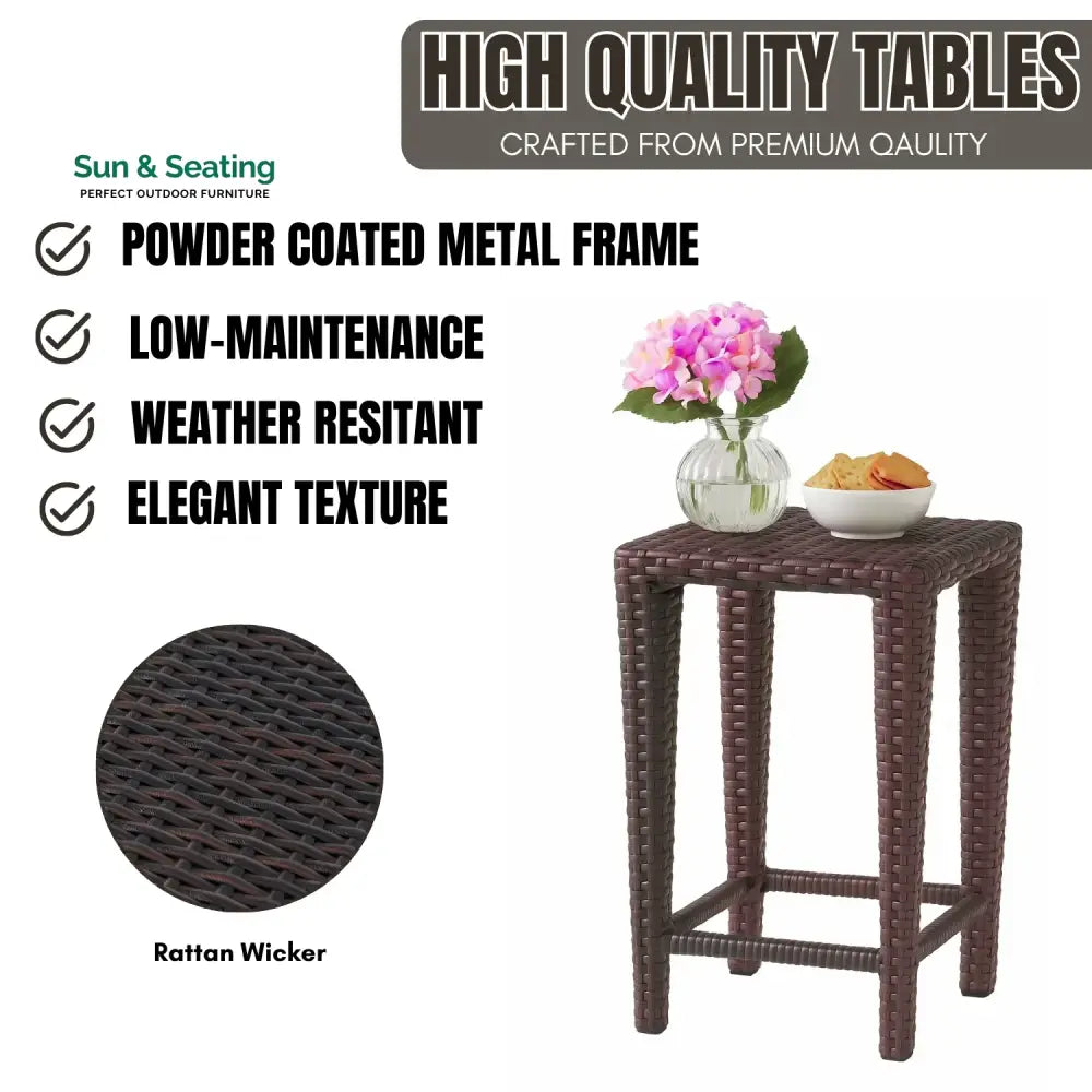 Sitara 3-Piece Wicker Garden Bistro Set in Dark Brown Table