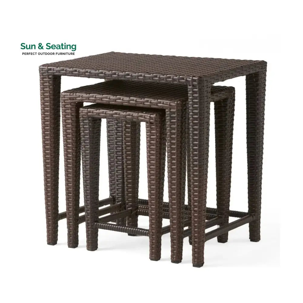 Sitara 3-Piece Wicker Garden Bistro Set in Dark Brown Table