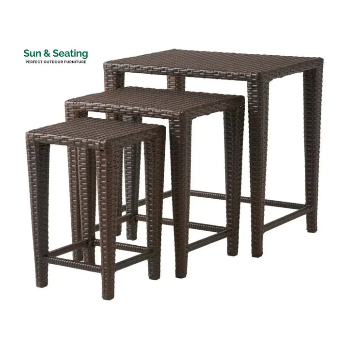 Sitara 3-Piece Wicker Garden Bistro Set in Dark Brown Table