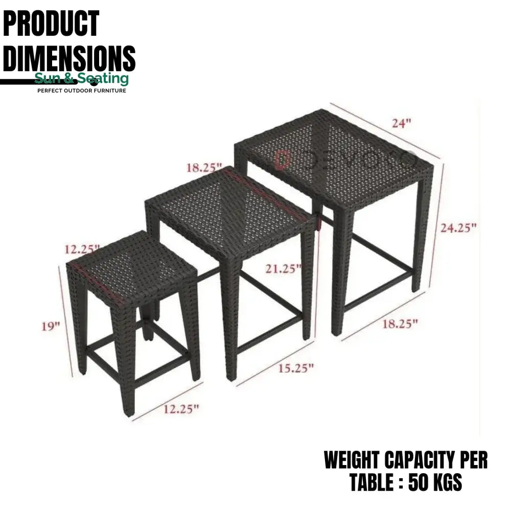 Sitara 3-Piece Wicker Garden Bistro Set in Dark Brown Table