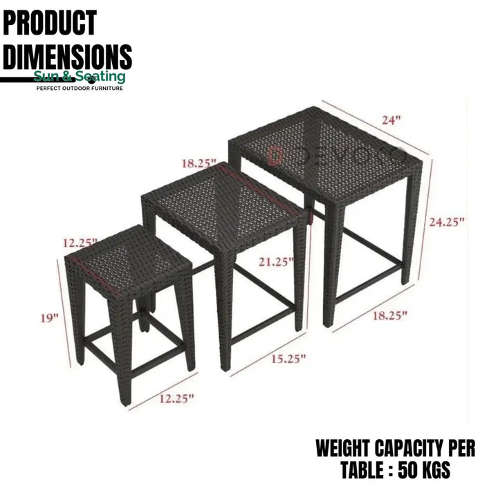 Sitara 3-Piece Wicker Garden Bistro Set in Dark Brown Table