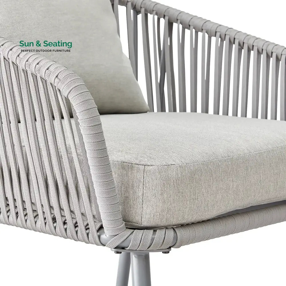 Slava Outdoor Sofa Set 3 Seater 2 Single seater and 1 Center Table (Grey) Braided & Rope Sofa Sets