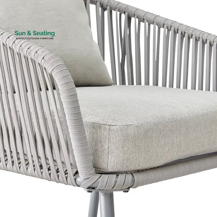 Slava Outdoor Sofa Set 3 Seater 2 Single seater and 1 Center Table (Grey) Braided &amp; Rope Sofa Sets