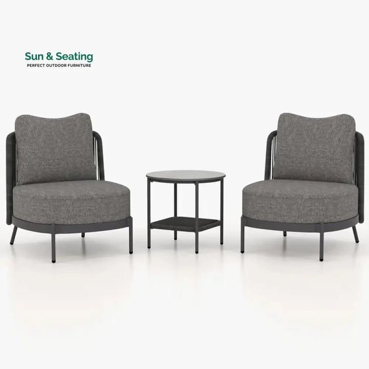 Sleak Outdoor Patio Seating Set 2 Chairs and 1 Table Set (Dark Grey) Coffee Table Sets