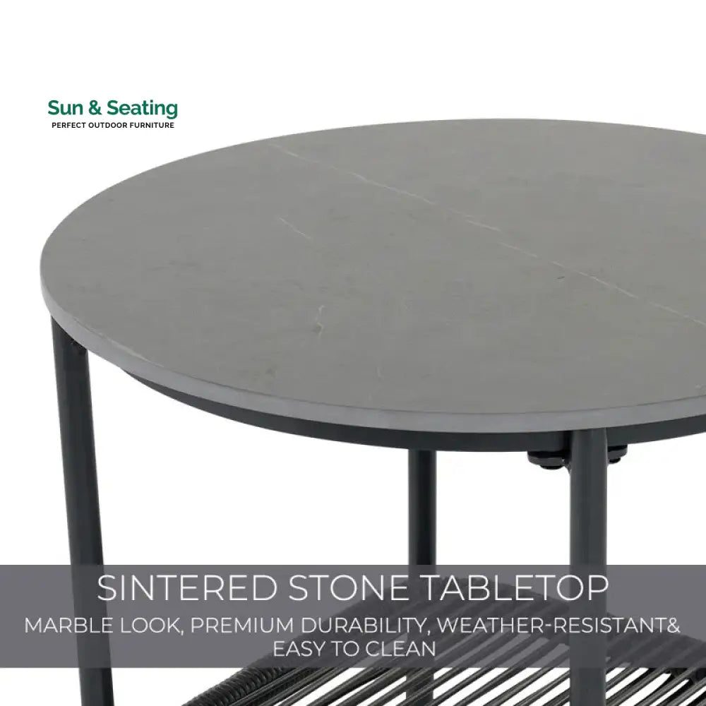 Sleak Outdoor Patio Seating Set 2 Chairs and 1 Table Set (Dark Grey) Coffee Table Sets