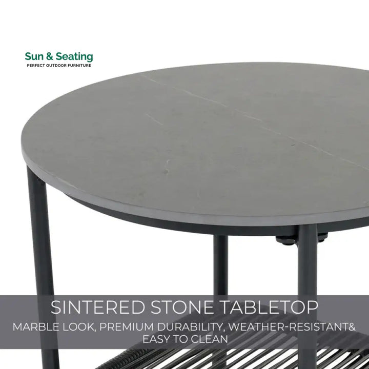 Sleak Outdoor Patio Seating Set 2 Chairs and 1 Table Set (Dark Grey) Coffee Table Sets